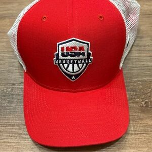Nike USA Basketball Olympics Red and White Mesh Cap One Sz Snap Back Adjustable